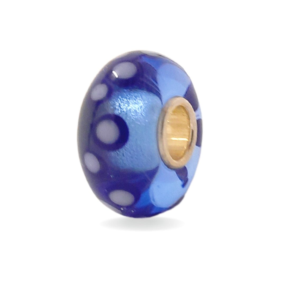 Blue Glass Bead with White Dots Universal Unique Bead #1543 - Mu Shop
