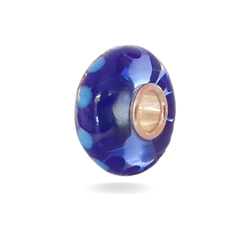 Blue Transparent Bead with Blue Flowers Universal Unique Bead #1415 - Mu Shop