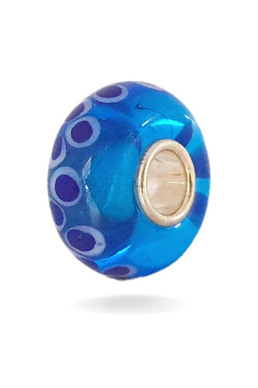 Blue Transparent Bead with Dots Universal Unique Bead #1418 - Mu Shop