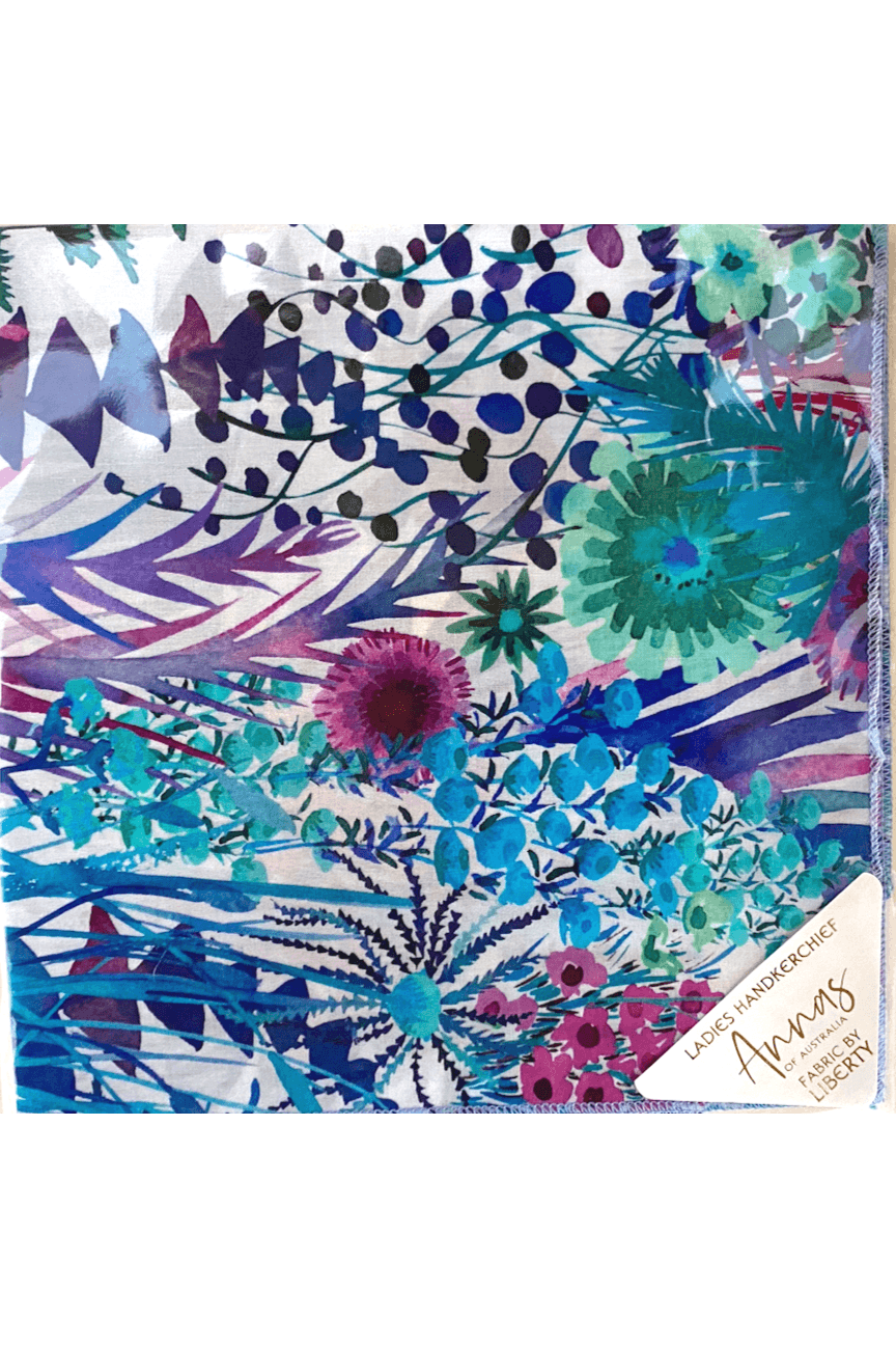 Blue Watercolour Flowers Handkerchiefs - Mu Shop