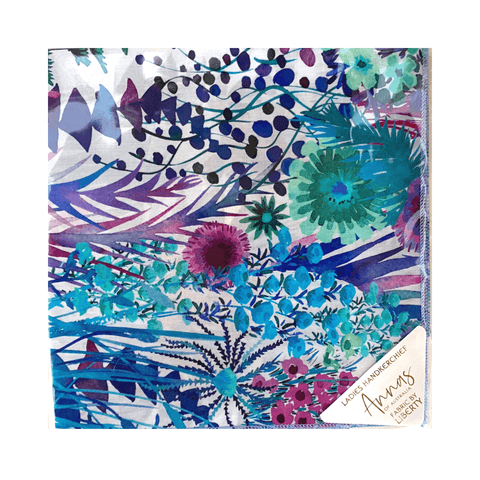 Blue Watercolour Flowers Handkerchiefs - Mu Shop