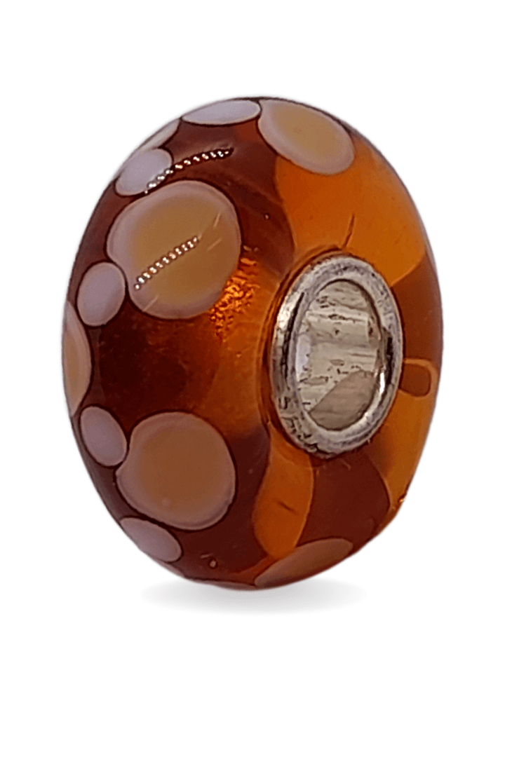 Brown Glass Bead with White Dots Universal Unique Bead #1513 - Mu Shop