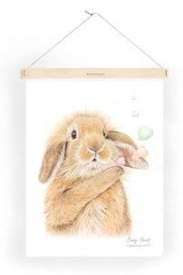 Bunny Hearts Tea Towel Art - Mu Shop