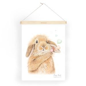 Bunny Hearts Tea Towel Art - Mu Shop