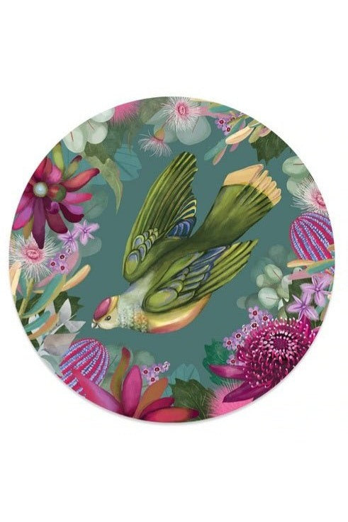 Bush Blooms Plate- flying green parrot - Mu Shop