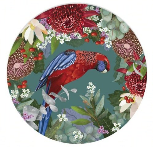 Bush Blooms Plate- red parrot - Mu Shop