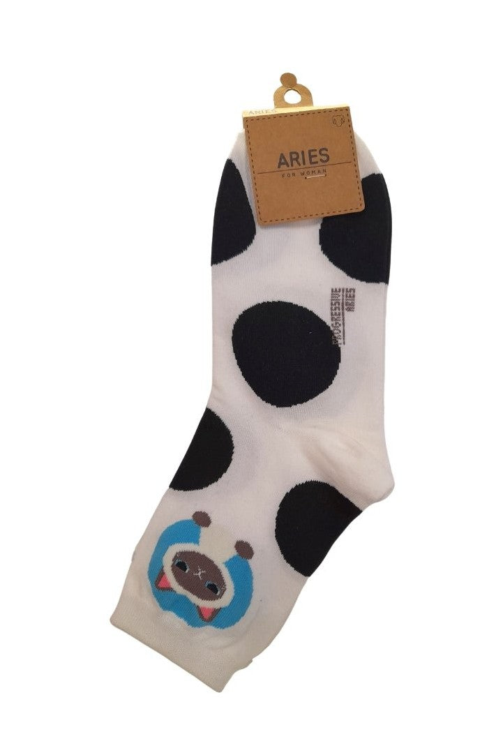 Cat Adult Crew Socks - White - Mu Shop