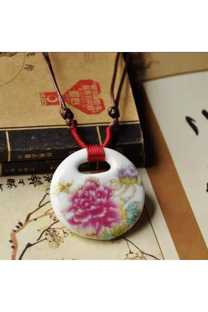 Ceramic necklace - flower - Mu Shop