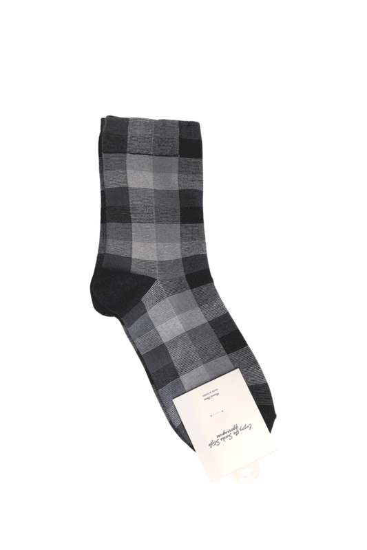 Checkered Adult Crew Socks - Black - Mu Shop