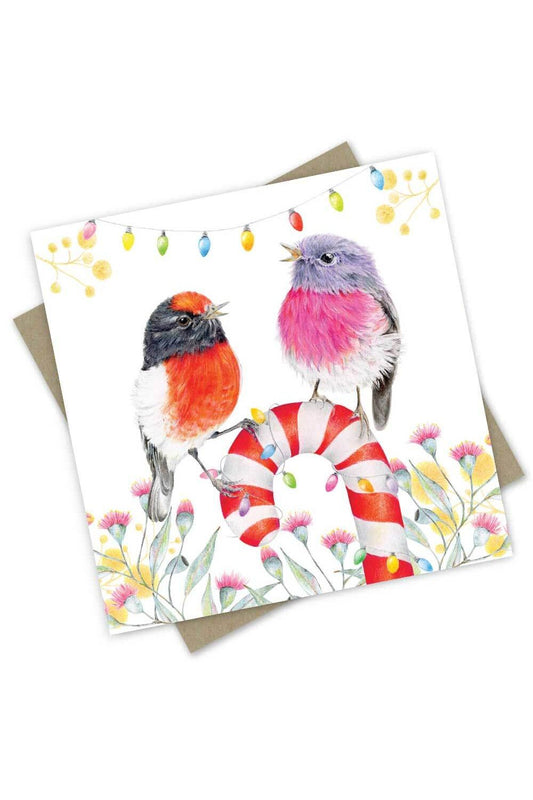 Christmas Card: Candy Cane Robins - Mu Shop