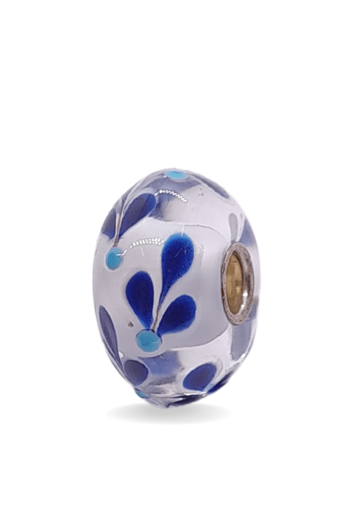 Clear Blue Leaves Pattern Unique Bead #1097 - Mu Shop