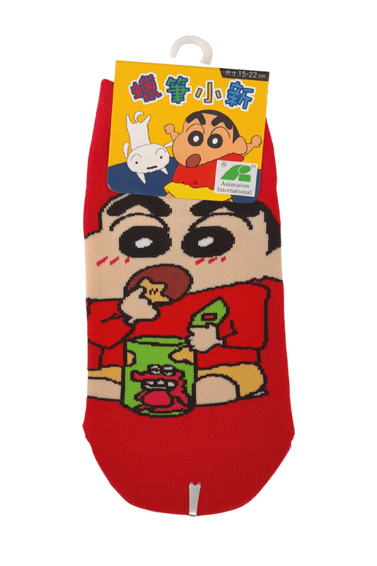 Crayon Shin-chan Kids Ankle Socks - Red (L)9~10 - Mu Shop