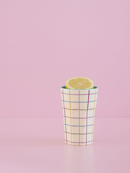 Cream Stripe Print - Tall Melamine Cup - Mu Shop
