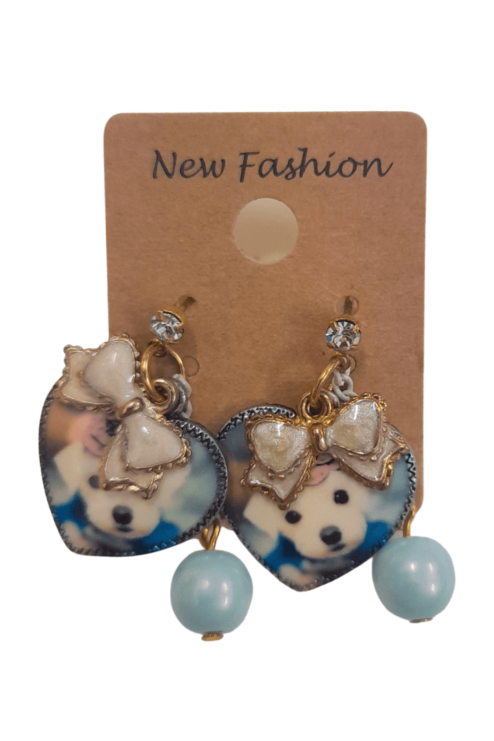 Cute Dog With Bow Earring - Mu Shop