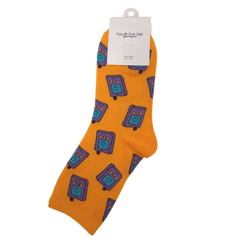 Cute Games Ankle Socks - Orange&Purple - Mu Shop