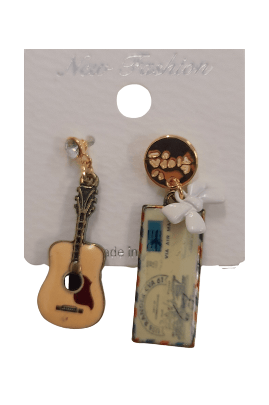 Cute Letter and Guitar Earring - Mu Shop