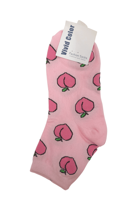 Cute Peaches Ankle Socks - Pink - Mu Shop