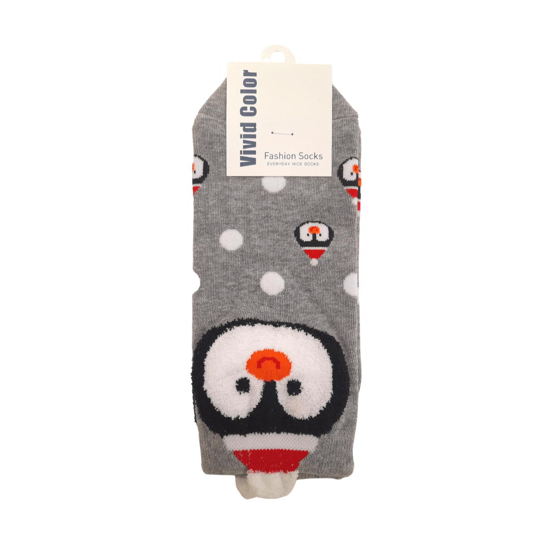 Cute Penguin Ankle Socks - Grey - Mu Shop