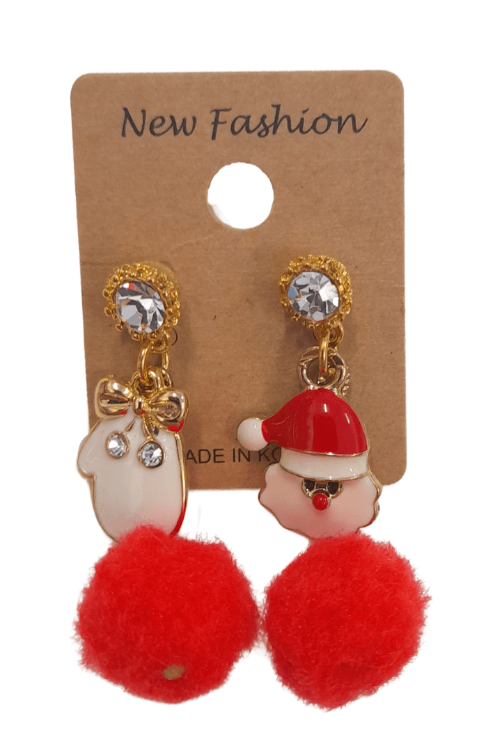 Cute Santa and Elk With Red Ball Earring - Mu Shop