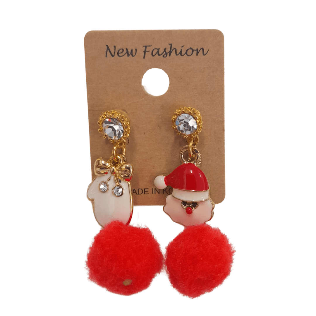 Cute Santa and Elk With Red Ball Earring - Mu Shop