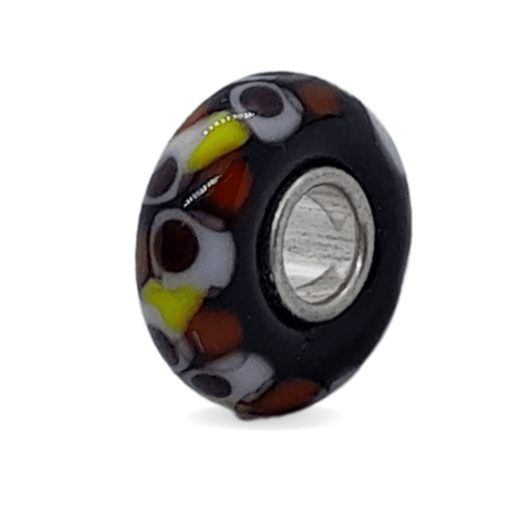 Dark Bead with White and Colourful Bubbles Universal Unique Bead #1540 - Mu Shop