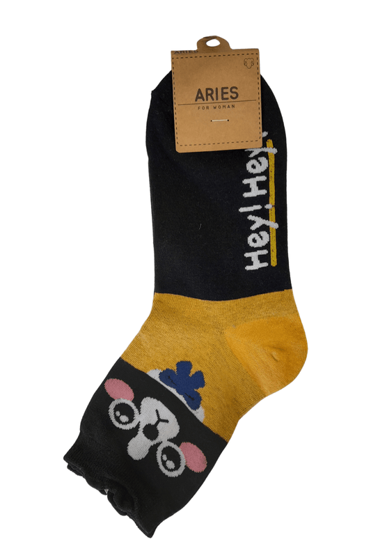 Dog Black and Yellow Adult Crew Socks - Mu Shop