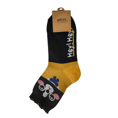 Dog Black and Yellow Adult Crew Socks - Mu Shop