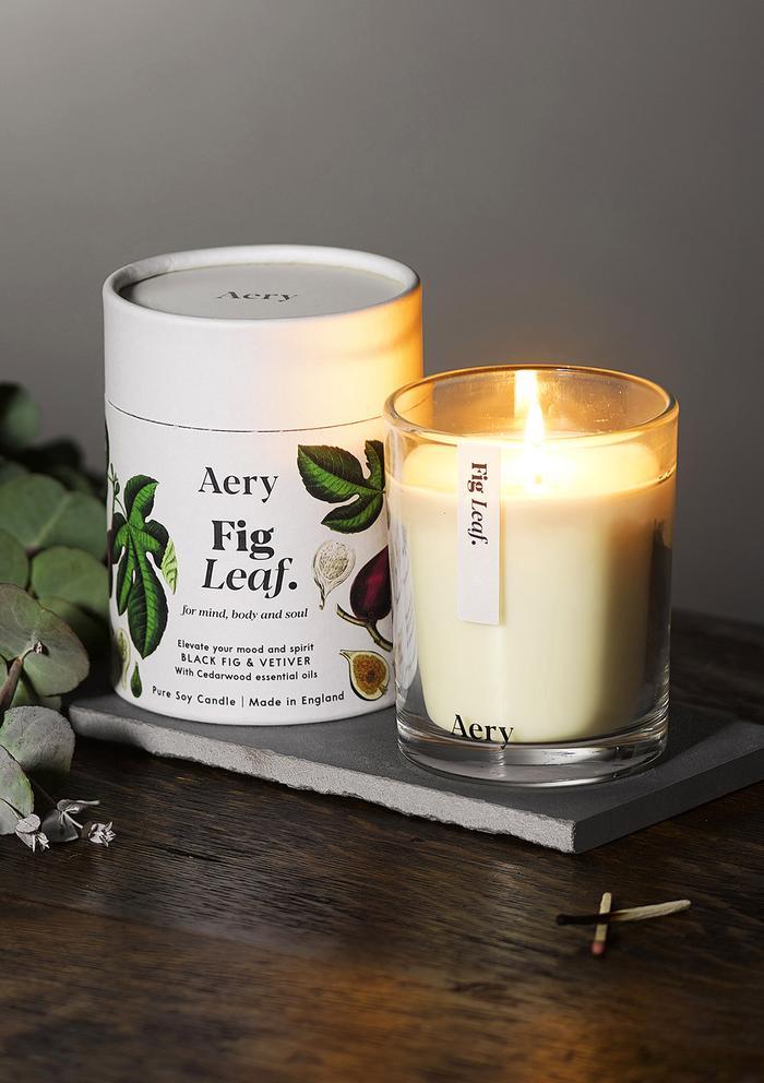 Fig Leaf Scented Candle - Black Fig Vetiver and Cedarwood - Mu Shop