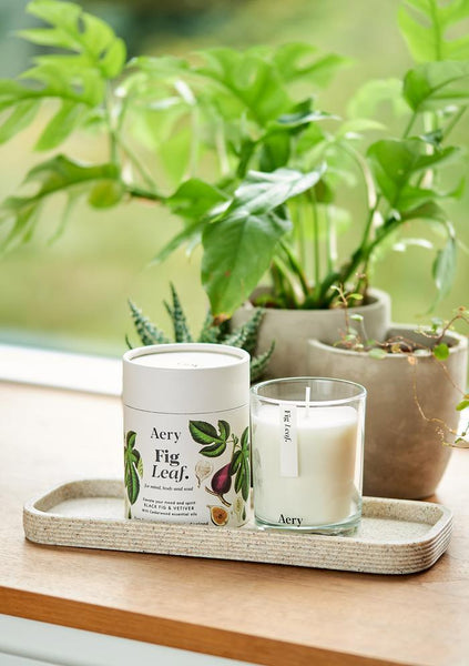 Fig Leaf Scented Candle - Black Fig Vetiver and Cedarwood - Mu Shop