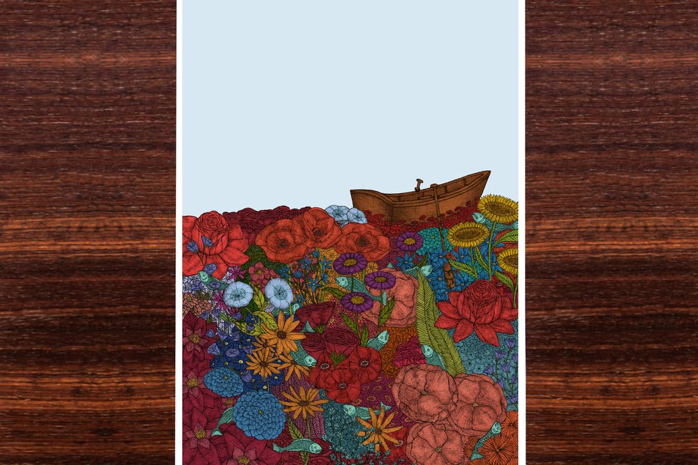 Floating on Flowers - Art Print A4 - Mu Shop