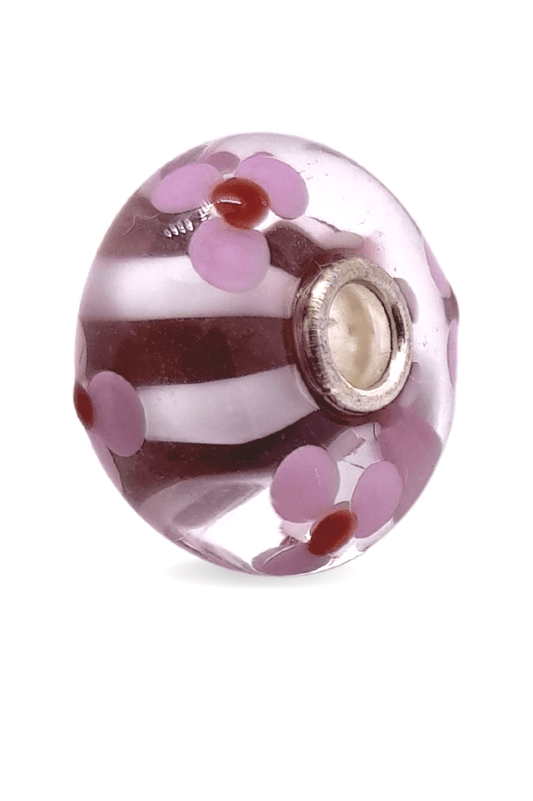 Floral Pink Stripes Unique Bead #1055 - Mu Shop