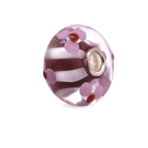 Floral Pink Stripes Unique Bead #1055 - Mu Shop
