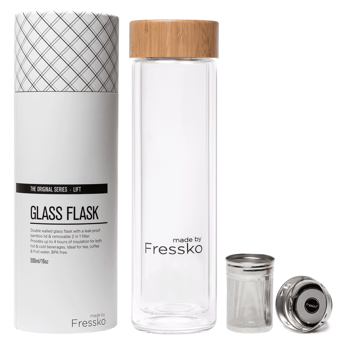 Fressko Glass Flask-Lift 500ml / 16oz