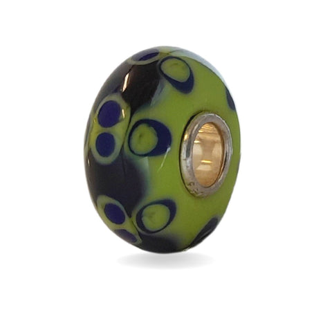 Green Bead with Purple Dots Universal Unique Bead #1545 - Mu Shop