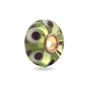 Green Glass Bead with Brown Bubbles Universal Unique Bead #1493 - Mu Shop