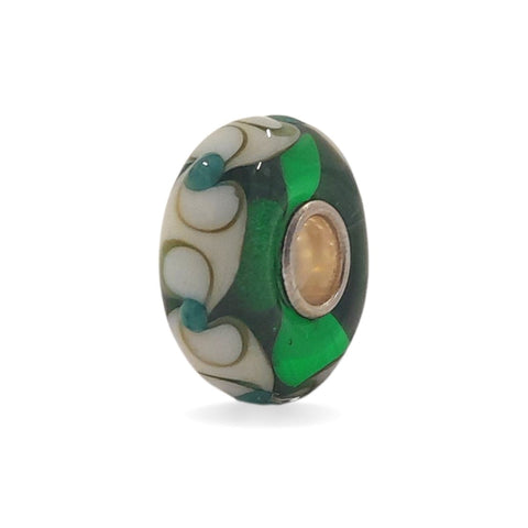 Green Glass Bead with Dots and Decorations Universal Unique Bead #1562 - Mu Shop