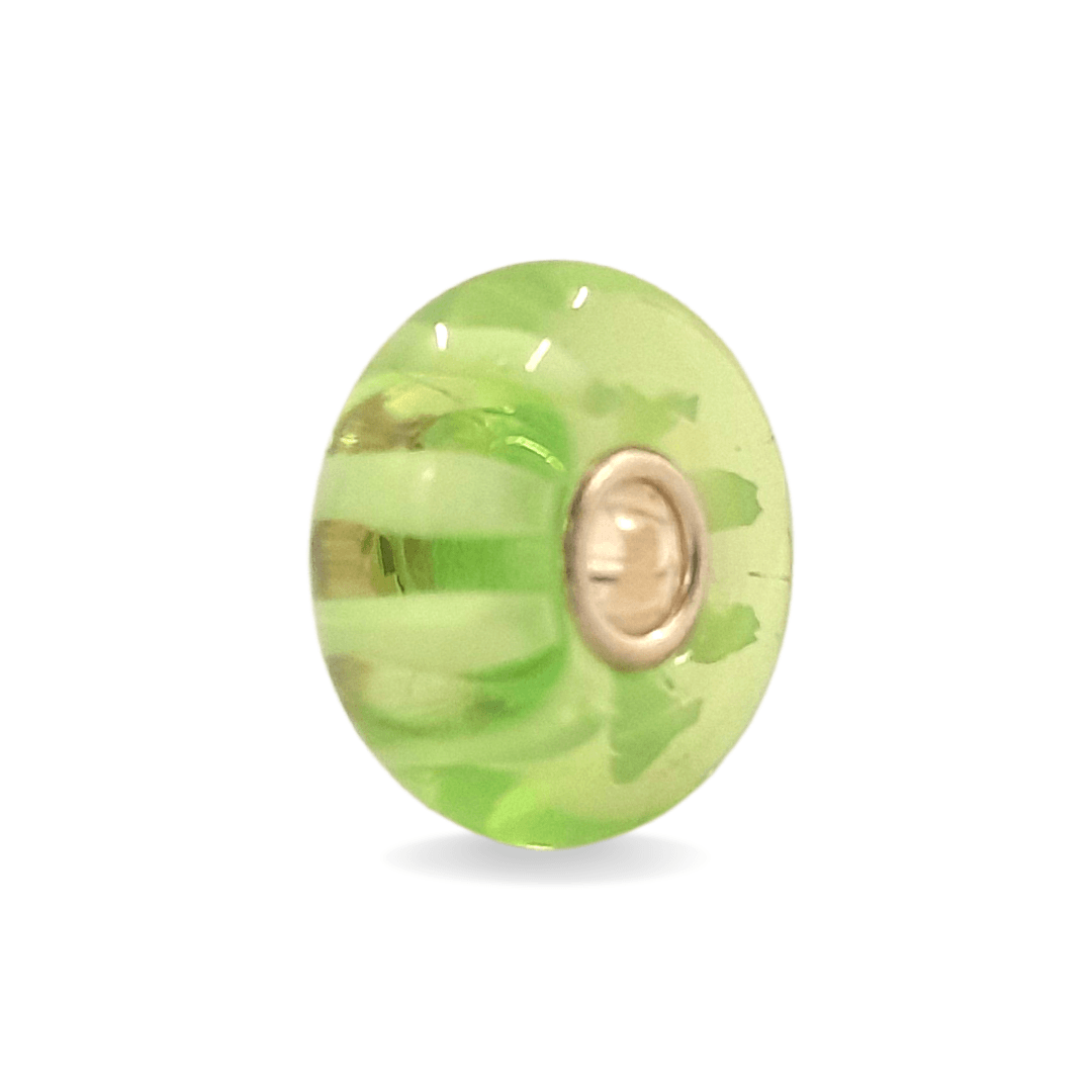 Green Glass Bead with Stripes Universal Unique Bead #1491 - Mu Shop