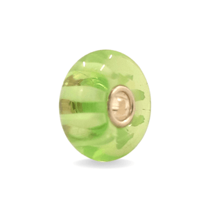 Green Glass Bead with Stripes Universal Unique Bead #1491 - Mu Shop