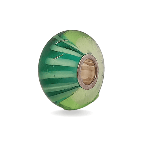 Green Glass Bead with White Stripe Universal Unique Bead #1504 - Mu Shop