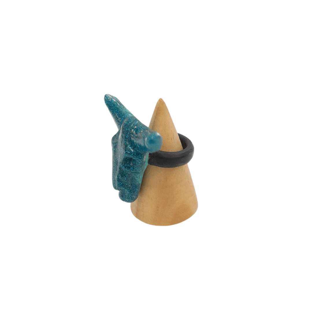 Green Glitter Bull Marble Resin Ring - Mu Shop