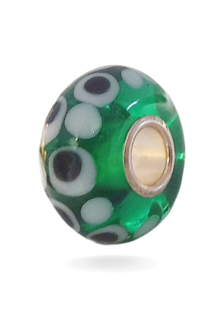 Green Transparent Bead with Blue Dots Universal Unique Bead #1419 - Mu Shop