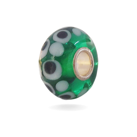 Green Transparent Bead with Blue Dots Universal Unique Bead #1419 - Mu Shop