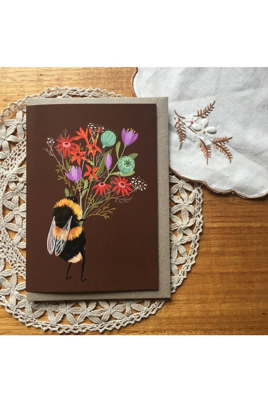 Greeting Card - Bee with a Posy. Nature illustration - Mu Shop