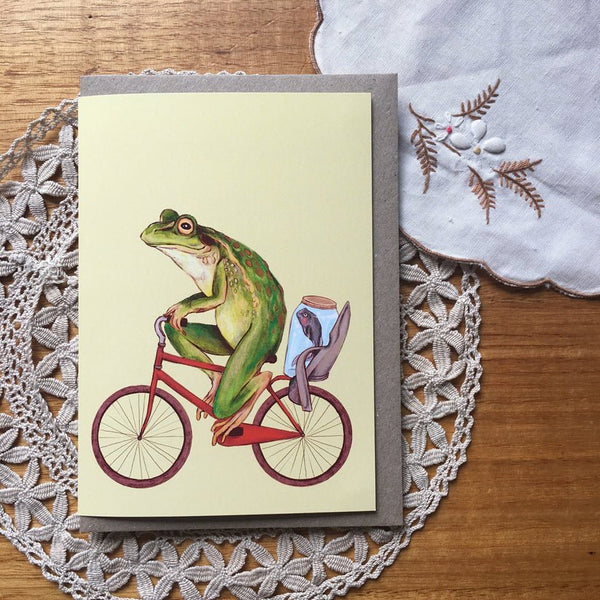 Greeting Card - Bicycle Frog. Fun illustration - Mu Shop