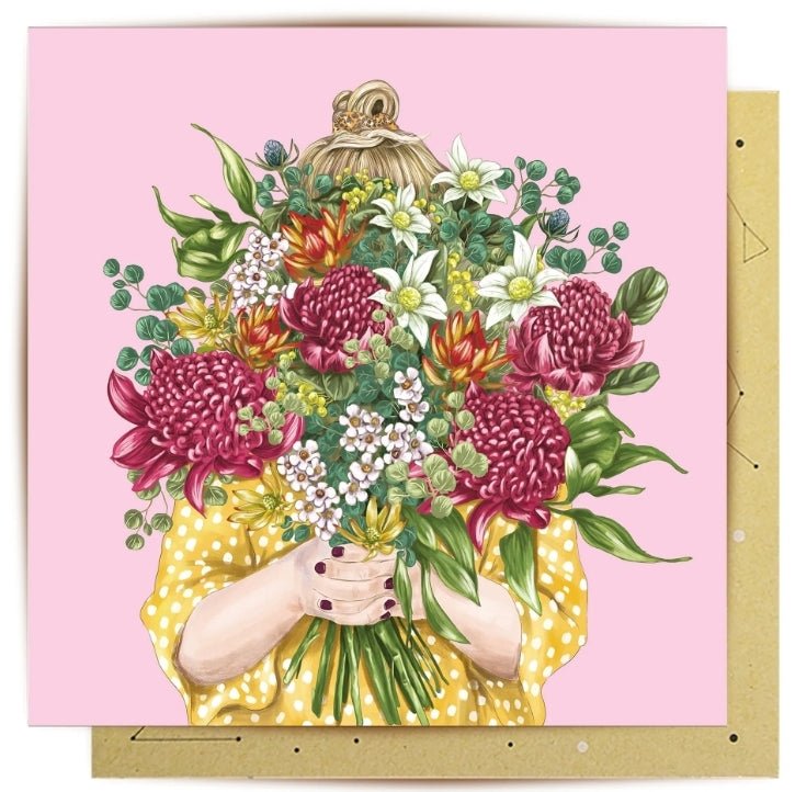 Greeting Card Girl Bouquet - Mu Shop