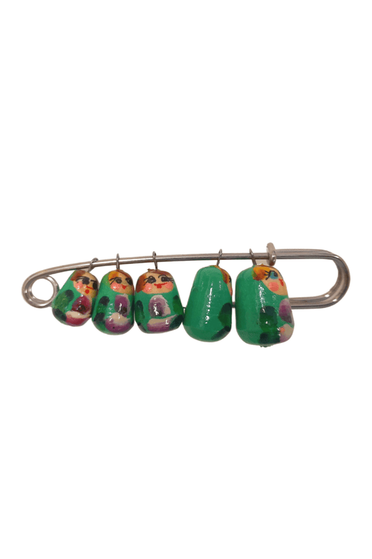 Handmade Russian Matryoshka Doll Pin (Green) - Mu Shop