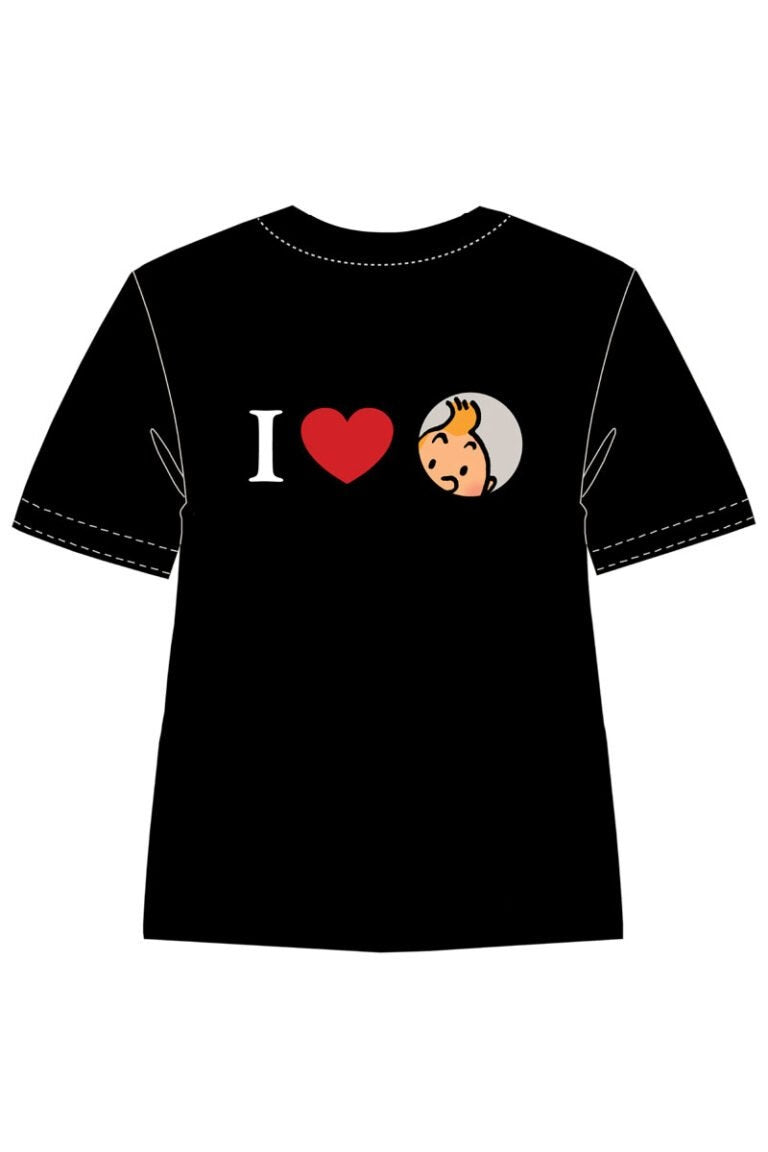 I Love Tintin T-Shirt Black (M) - Mu Shop