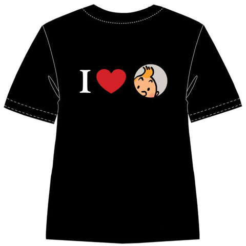 I Love Tintin T-Shirt Black (M) - Mu Shop