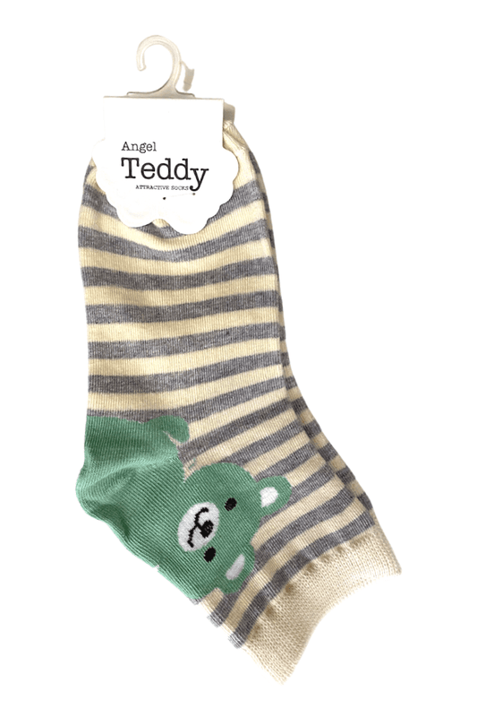 Kids Ankle Socks - Green Bear 170mm(7~8) - Mu Shop