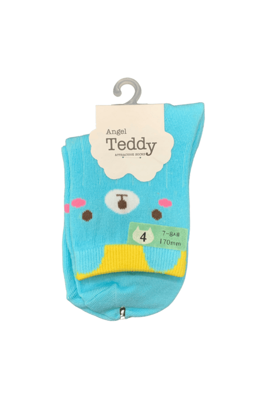 Kids Crew Socks - Blue Bear 170mm (7~8) - Mu Shop